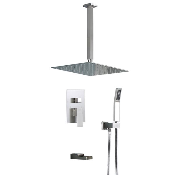 Clihome 3-function Shower System 1-handle Bathtub and Shower in Brushed Nickel - Faucet Valve Included