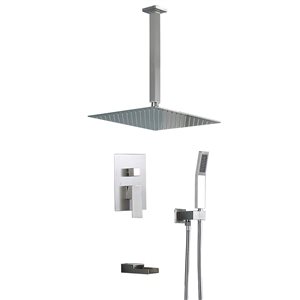 Clihome 3-function Shower System 1-handle Bathtub and Shower in Brushed Nickel - Faucet Valve Included