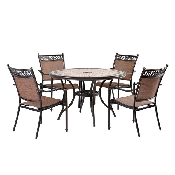 Brown Aluminium Frame Dining Patio Set, Outdoor Tiled Table Set
