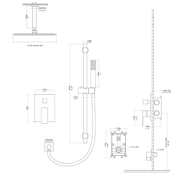 Clihome 16-in 2-Function Shower System with Adjust Height Bar in Oil-rubbed Bronze