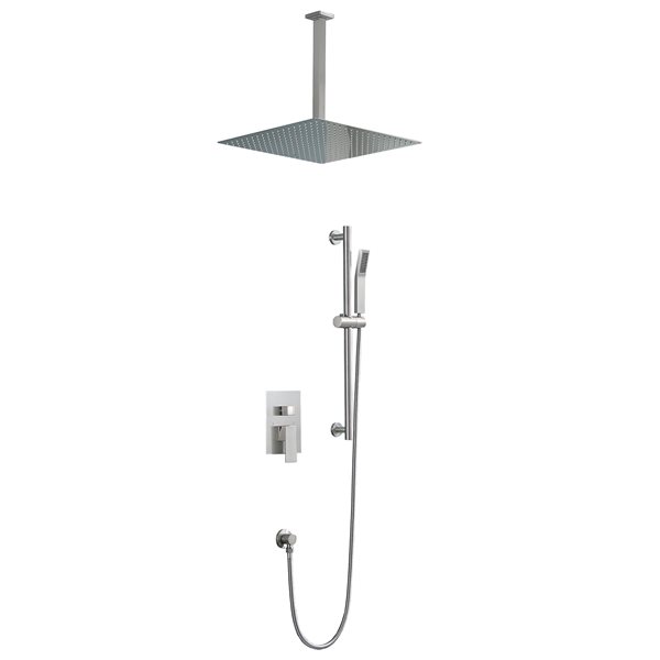 Clihome 16-in 2-Function Shower System with Adjust Height Bar in Brushed Nickel