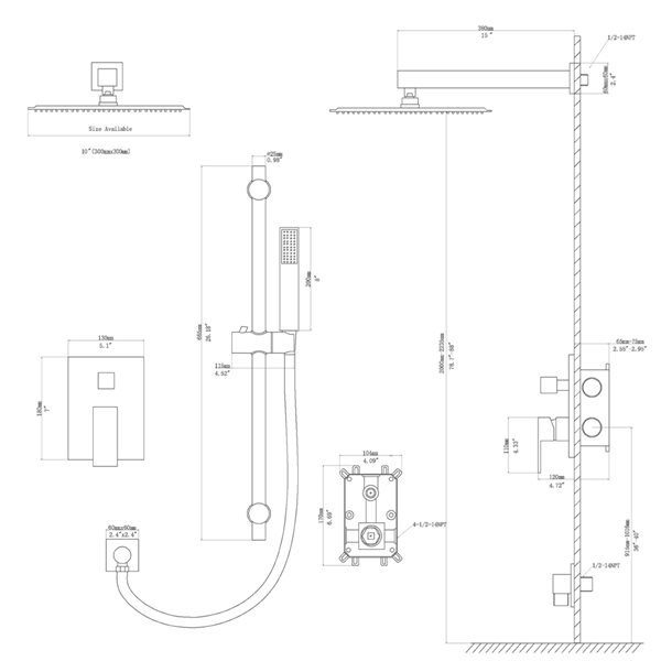 Clihome 10-in 2-Function Shower System with Adjust Height Bar