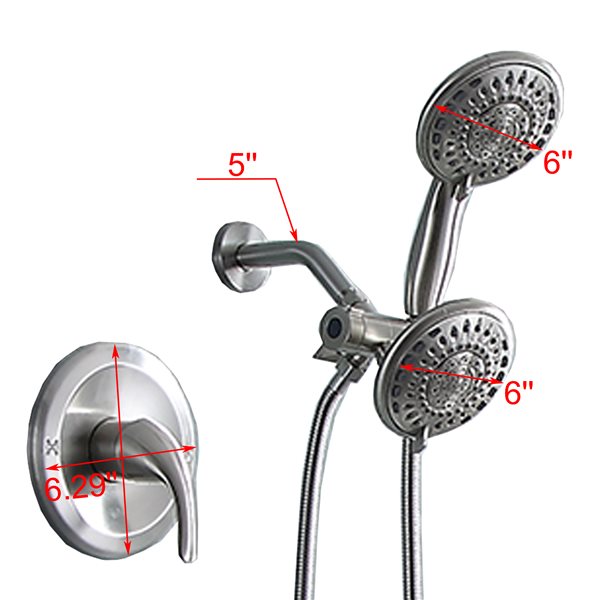 Clihome 2-function  Brushed Nickel 1-spray Shower Head and Handheld Shower Combo 2.5 Gpm (9.5 Lpm)