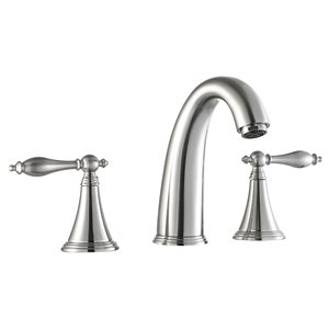 Clihome Brushed Nickel 2-handle Widespread Watersense Bathroom Sink Faucet - Drain Included