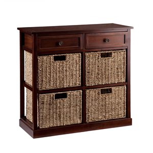 Southern Enterprises Raleigh 29-in W x 27.75-in H x 11.75-in D Mahogany Freestanding Storage Shelf