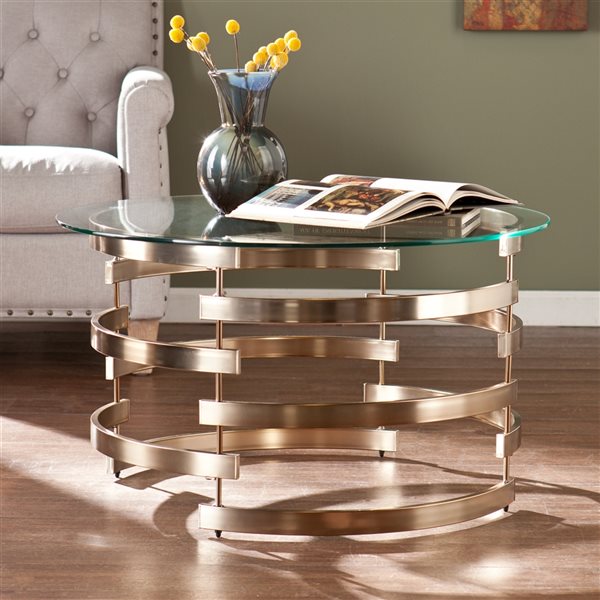 Southern Enterprises Selma Clear Glass Coffee Table