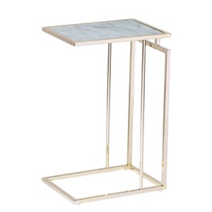 Holly & Martin Colbi Champagne/White Faux Marble Composite Rectangular End Table