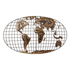 Southern Enterprises 25.5-in H x 46-in W World Map Metal Wall Sculpture