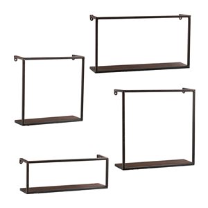 Holly & Martin Zyther Black Metal Wall Mount Shelf - Set of 4