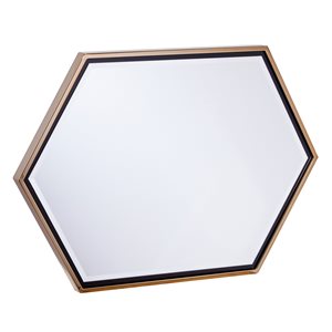 Holly & Martin Whexis 24-in L x 34-in W Hexagon Champagne Gold Framed Wall Mirror