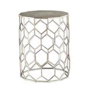 Southern Enterprises Honeycomb Antique Silver Metal Round End Table