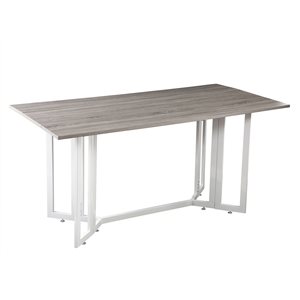 Holly & Martin Driness Grey/White Rectangular Extending Drop Standard Composite Table with White Metal Base