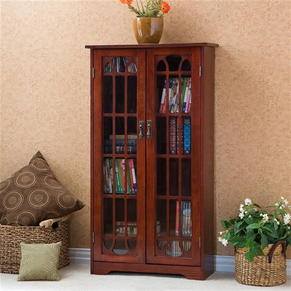 Southern Enterprises Dark Cherry Red Composite 6-Shelf Bookcase