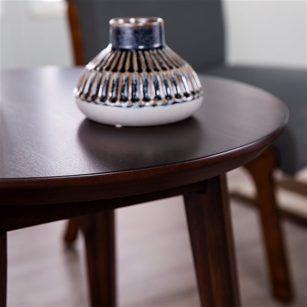 Holly & Martin Meckland Dark Walnut Wood Veneer Round End Table