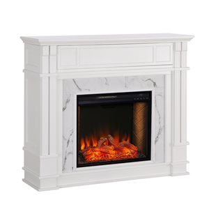 Southern Enterprises Cakury 48-in W White Fan-forced Smart Electric Fireplace