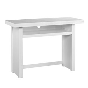 Table rectangulaire standard avec rallonge Killey par Southern Enterprises avec plateau et cadre en composite blanc