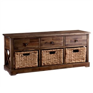 Southern Enterprises Kesner Antique Brown/Natural Hyacinth Storage Bench