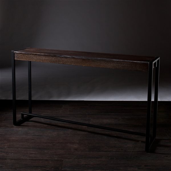 Southern Enterprises Macen Burnt Oak Industrial Console Table