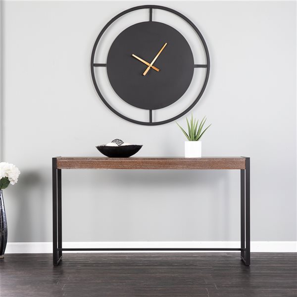 Southern Enterprises Macen Burnt Oak Industrial Console Table