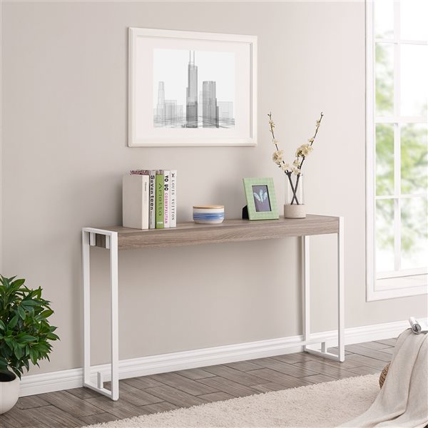Holly & Martin Macen Mocha Grey Industrial Console Table