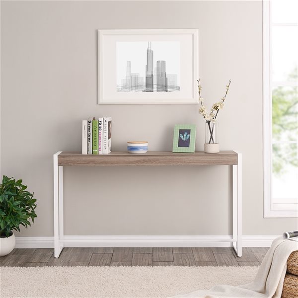 Holly & Martin Macen Mocha Grey Industrial Console Table