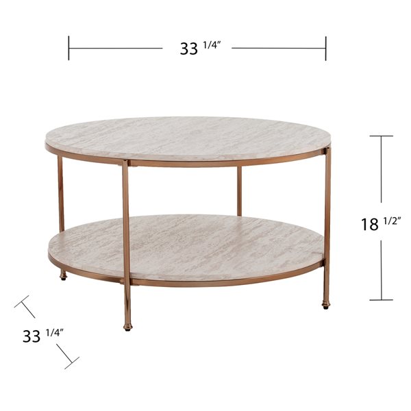 Southern Enterprises Ashling Faux Travertine Composite Coffee Table