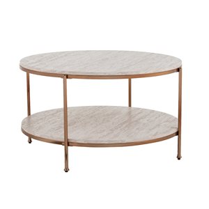 Southern Enterprises Ashling Faux Travertine Composite Coffee Table