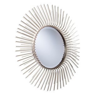 Southern Enterprises Teresia 32.5-in L x 32.5-in W Round Champagne Gold Framed Wall Mirror