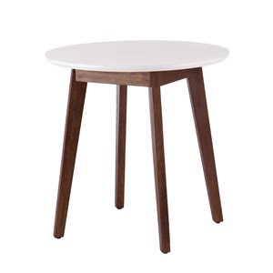 Holly & Martin Oden White/Oak Round Fixed Standard Wood Table with Oak Wood Base