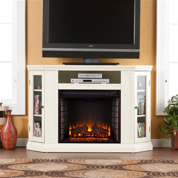 Southern Enterprises Aldan 48-in W Ivory Fan-forced Electric Fireplace