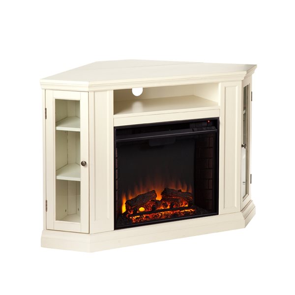 Southern Enterprises Aldan 48-in W Ivory Fan-forced Electric Fireplace