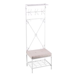 Southern Enterprises Zabor Distressed White and Grey 12-Hook Coat Stand