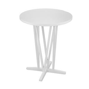 Southern Enterprises Maguire White Round Fixed Bar Composite Table with White Composite Base