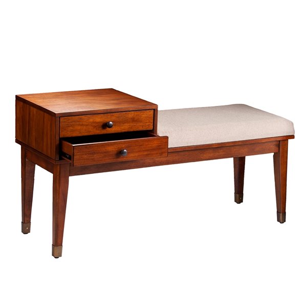 Southern Enterprises Laden Mid-Century Dark Brown Storage Bench