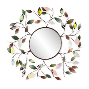 Southern Enterprises Mable 32.5-in L x 32.5-in W Round Brown/Green Framed Wall Mirror