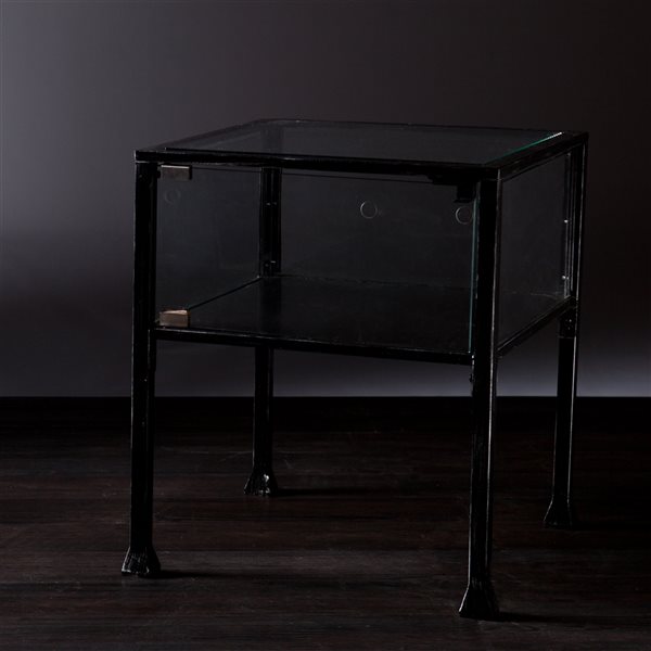 Southern Enterprises Veritas Black/Distressed Silver Glass Square End Table