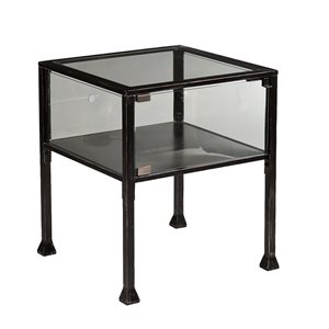 Southern Enterprises Veritas Black/Distressed Silver Glass Square End Table