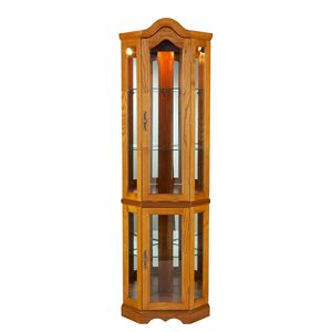 Armoire vitrée Lanksten de Southern Enterprises en bois composite de chêne, or