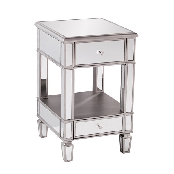 Southern Enterprises Ridgekit Brushed Matte Silver Composite Square End Table