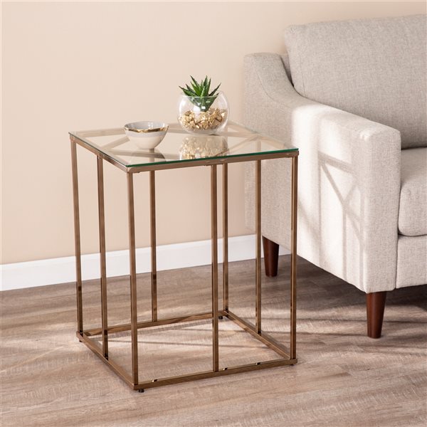 Southern Enterprises Comi Champagne Glass Square End Table