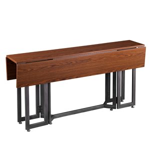 Holly & Martin Driness Dark Brown/Grey Rectangular Extending Drop Standard Composite Table with Grey Metal Base