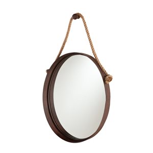 Southern Enterprises Seaport 38.5-in L x 20.5-in W Round Rust Framed Wall Mirror