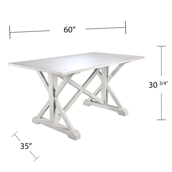 Southern Enterprises Calwix White Rectangular Fixed Standard Composite Table with White Wood Base