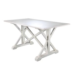 Table rectangulaire fixe standard Calwix par Southern Enterprises avec plateau en composite blanc et cadre en bois blanc