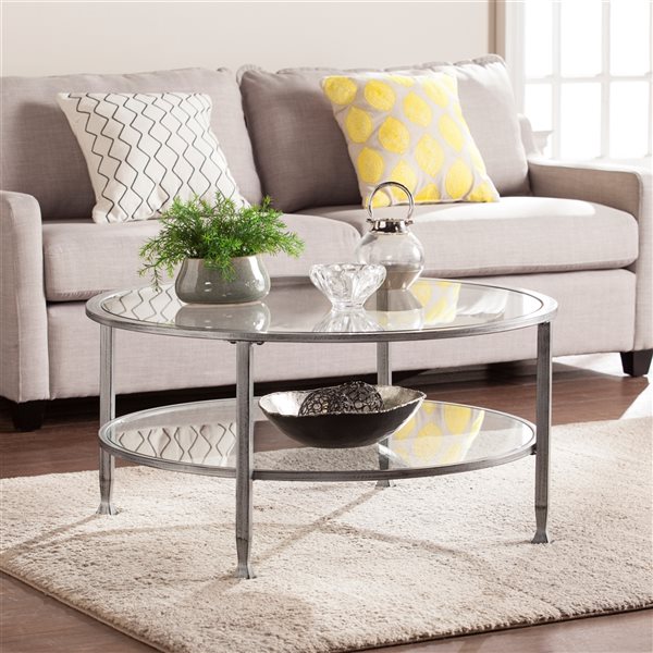 Southern Enterprises Lea Clear Glass Round Coffee Table