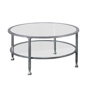 Southern Enterprises Lea Clear Glass Round Coffee Table