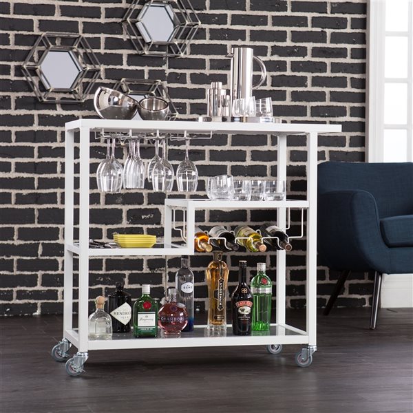 Holly & Martin Zephs 40-in x 37.25-in White Rectangle Bar Cart