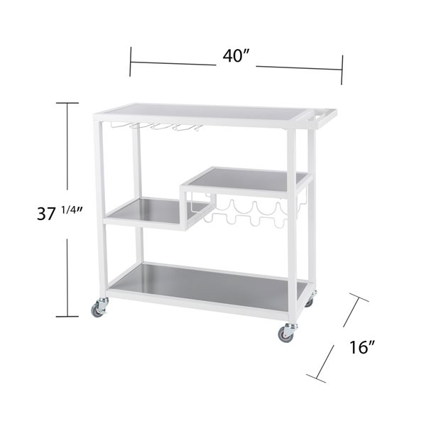 Holly & Martin Zephs 40-in x 37.25-in White Rectangle Bar Cart