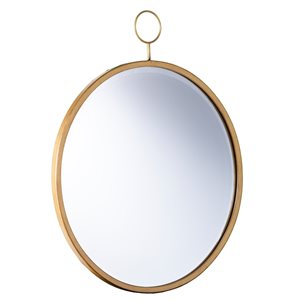 Southern Enterprises Luster 27.5-in L x 22.5-in W Round Golden Bronze Framed Wall Mirror
