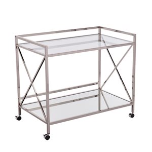 Southern Enterprises Bude 38.75-in x 32.25-in Silver Rectangle Bar Cart